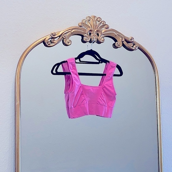 Free People Square Neck Bra Top Pink Size M/L - Picture 4 of 5